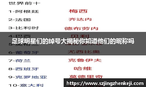 足球明星们的绰号大揭秘你知道他们的昵称吗